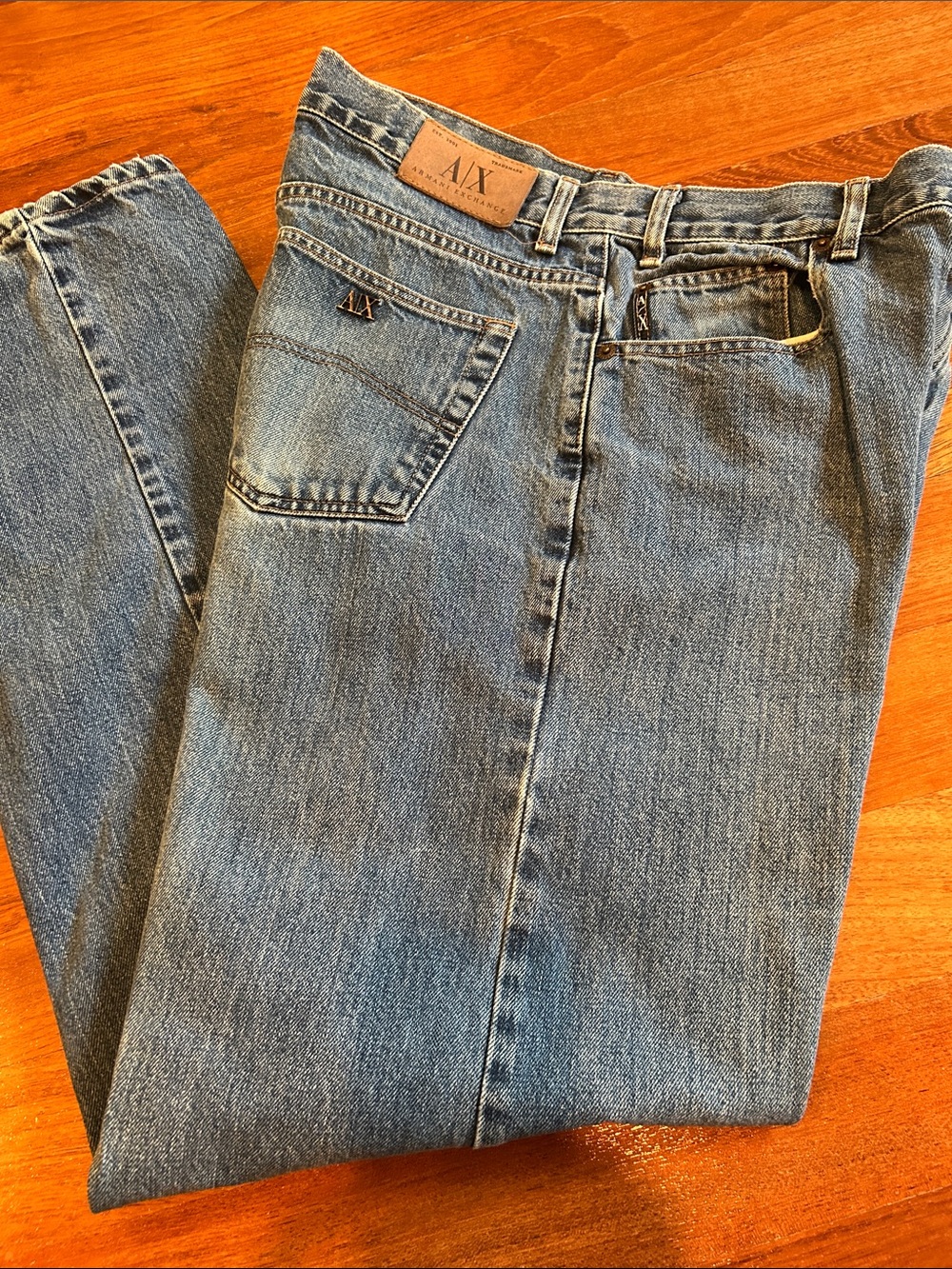Vintage A/X Armani Exchange Men's Light Blue Relaxed Fit Jeans